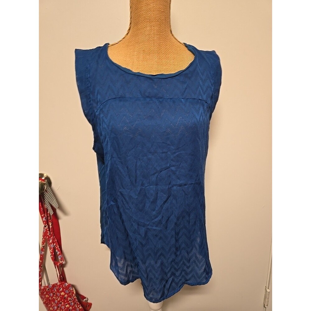 Ladies Merona Sleeveless Shirt Blue xlarge
